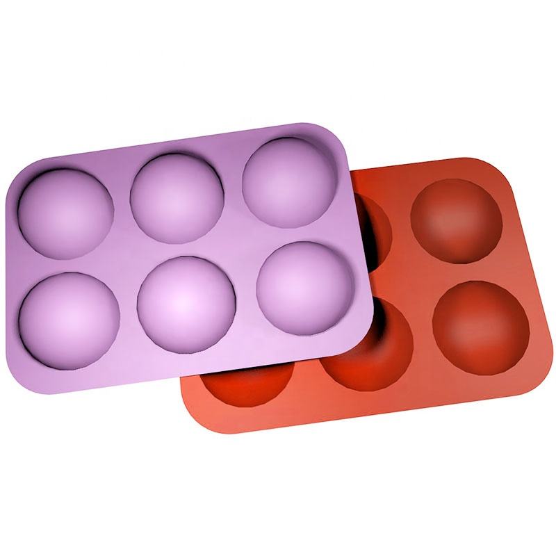 6 Holes Half Round Shape Silicone Mold， For Chocolate, Cake