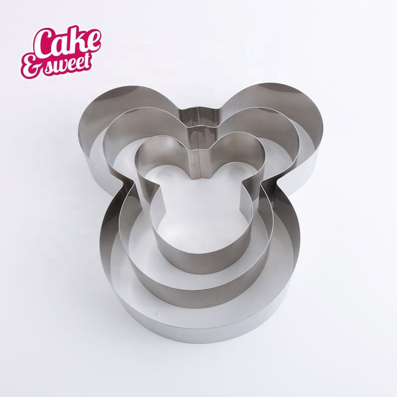 BACCEN Lfgb standard 3 pcs set cartoon shape light grey non stick chocolate cup cake molds