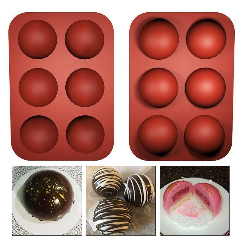  2 Pcs 1 inch Food Silicone Small Sphere Ball Corners Mold Small  6 Half Circle Holes Thick Chocolate Silicone Mold For Cake,Desserts,Jelly,  Pudding, Handmade Soap, Round Shape